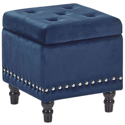 Coffre de Rangement au Style Chesterfield en Velours bleu foncé pour Intérieur Glamour Beliani