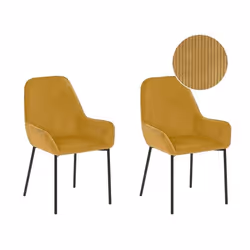 Lot de 2 chaises de salle à manger en velours côtelé jaune LOVERNA