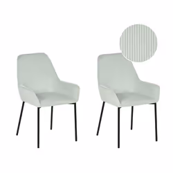 Lot de 2 chaises de salle à manger en velours côtelé vert menthe LOVERNA