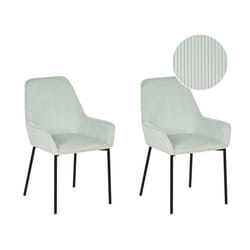 Lot de 2 chaises de salle à manger en velours côtelé vert menthe LOVERNA