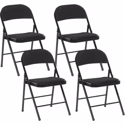 Set de 4 chaises pliantes noires pour salle à manger ou bureau. Un ensemble pratique de 4 chaises pliantes parfaites pour tou ...