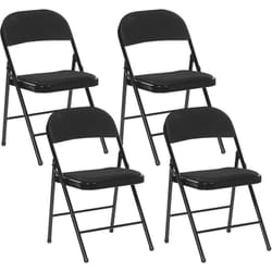 Lot de 4 Chaises Pliantes en Métal et Tissu Noir Idéales pour Salle à Manger Bureau ou Conférence Élégantes et Pratiques Beliani