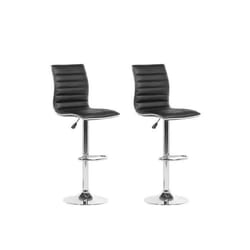 Lot 2 Chaises De Bar En Cuir Pu Noir Avec Pied Métallique Réglables Et Pivotantes Pour Salle À Manger Et Cuisine Au Design Moderne Beliani