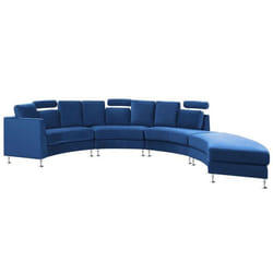Canapé circulaire modulable en velours bleu marine 8 places ROTUNDE