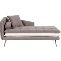 Beliani - Chaise Longue Côté Gauche en Velours Capitonné Marron Clair et Blanc Gonesse