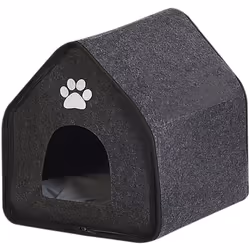 Lit animal niche en feutre gris foncé pour petit chien ou chat. Une maisonnette en feutre gris foncé qui fera le bonheur de c ...