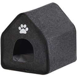 Beliani - Lit pour Petit Chien ou Chat en Forme de Niche en Feutre Gris Foncé Cachette Parfaite pour votre Animal Coussin Confortable Inclus