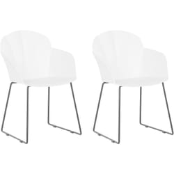 Set de 2 Chaises de Salle à Manger Design en Plastique Blanc avec Piétement Métallique Noir Design Moderne Tendance Beliani