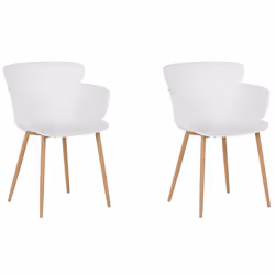 Lot de 2 chaises de salle à manger blanches - BELIANI - SUMKLEY - Scandinave - Moderne - Blanc - Mat - Métal