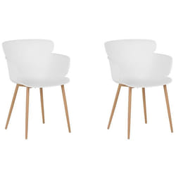 Lot de 2 chaises de salle à manger blanches - BELIANI - SUMKLEY - Scandinave - Moderne - Blanc - Mat - Métal