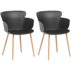 Beliani - Set de 2 Chaises de Salle à Manger en Plastique Noir avec Pieds en Métal Effet Bois Clair Design Moderne et Scandinave Tendance