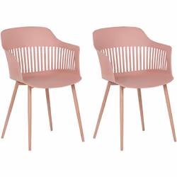 Lot de 2 chaises en plastique rose avec pieds effet bois. Des chaises de salle à manger en vogue, jolies et pratiques ça vous ...
