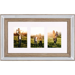 Beliani - Cadre Pêle-mêle Multivues pour 3 Photos 10 x 15 Effet Miroir et Bois Foncé Accessoire Parfait pour Décorer les Murs de votre Maison