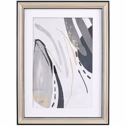 Affiche d'art abstrait grise avec cadre de couleur laiton 30 x 40 cm . Cette œuvre d'art murale minimaliste donne du style à  ...