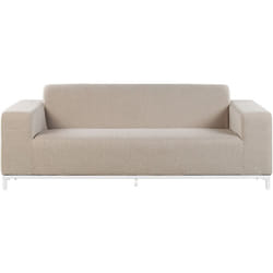 Canapé 3 Places de Jardin pour Intérieur ou Extérieur en Tissu Beige Assise Confortable et Élégance Intemporelle Beliani