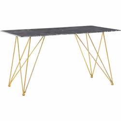 Table de salle à manger avec plateau effet marbre et piétement doré. Améliorez le look de votre salle à manger, de votre cuis ...