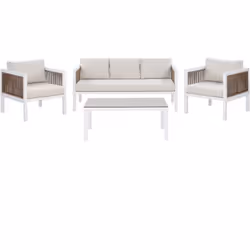 Salon de jardin moderne en aluminium blanc pour 5 personnes. Avec ce canapé d'angle moderne accompagné d'une table basse avec ...