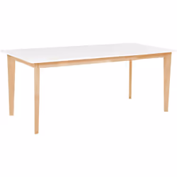 Table de salle à manger à rallonge avec plateau blanc et pieds en bois clair. Lorsqu'il s'agit d'acheter une table de salle à ...