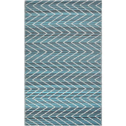 Beliani - Tapis Extérieur et Intérieur Bleu Motif Zigzag en Polypropylène Recyclé 120 x 180 cm pour Terrasse et Blacon ou Cuisine Moderne et Boho