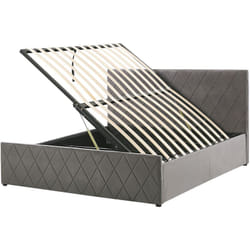 Lit Coffre avec Rangement en Velours Gris 140 x 200 cm avec Sommier à Lattes et Haute Tête de Lit Élégante pour Chambre Moderne et Glamour Beliani