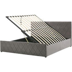 Lit Coffre avec Rangement en Velours Gris 160 x 200 cm avec Sommier à Lattes et Haute Tête de Lit Élégante pour Chambre Moderne et Glamour Beliani