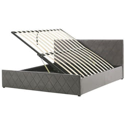 Lit double en velours gris avec coffre 180 x 200 cm ROCHEFORT