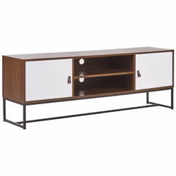 Meuble TV effet bois foncé et blanc NUEVA