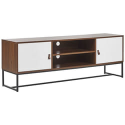 Meuble TV effet bois foncé et blanc NUEVA