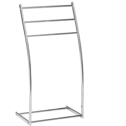 Beliani - Porte Serviettes 3 Barres Design en Acier Couleur Argent Chromé Sur Pied Aspect Minimaliste et Chic pour Salle de Bain Contemporaine