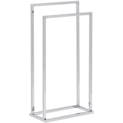 Beliani - Porte Serviettes sur Pied 2 Barres Design en Acier Couleur Argent Chromé Aspect Chic pour Salle de Bain Contemporaine