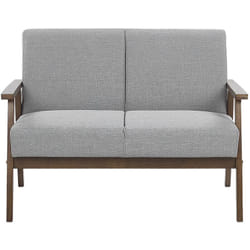Beliani - Canapé 2 Places en Tissu Gris avec Cadre en Bois Naturel Foncé Confort et Style Rétro et Scandinave Idéal pour votre Salon