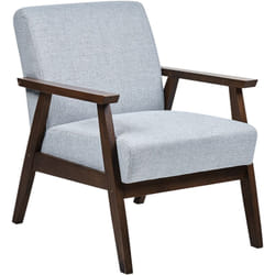 Beliani - Fauteuil de Salon en Tissu Gris avec Cadre en Bois Naturel Foncé Style Rétro et Scandinave Idéal pour votre Séjour ou Coin Lecture