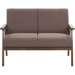 Canapé 2 Places en Tissu Marron avec Cadre en Bois Naturel Foncé Confort et Style Rétro et Scandinave Idéal pour votre Salon Beliani