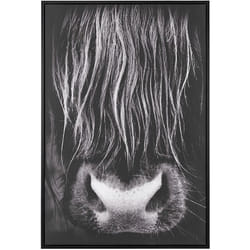 Tableau Art Contemporain Toile Imprimée Noire et Blanche Vache avec Cadre Assorti 63 x 93 cm pour Salon Moderne Scandinave et Industriel Beliani