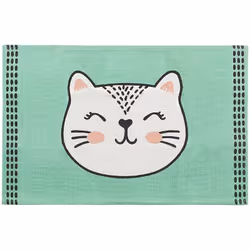 Tapis décoratif vert pour enfant à motif tête de chat . Que ce soit fille ou garçon, cet adorable tapis emmènera votre enfant ...