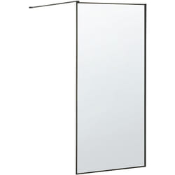 Beliani - Paroi de Douche Italienne Walk In en Verre Trempé Transparent et Cadre en Aluminium Noir 90 x 190 cm pour Salle de Bain Moderne et