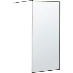 Paroi de Douche Italienne en Verre Trempé Transparent et Cadre en Aluminium Noir 100 x 190 cm pour Salle de Bain Moderne et Minimaliste