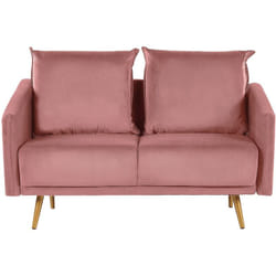 Beliani - Canapé 2 Places en Velours Rose avec Piètement Métallique Doré Confort et Style Glamour et Rétro pour votre Salon et Studio