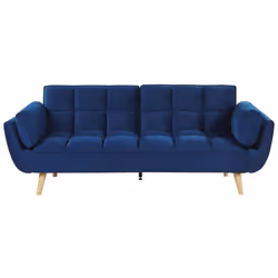 Canapé 3 places convertible en velours bleu marine ASBY
