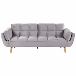 Canapé 3 places convertible en velours gris clair ASBY