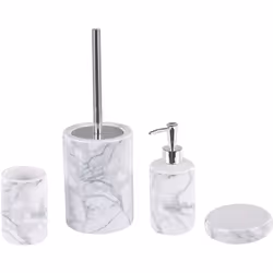Lot pratique d'accessoires de salle de bain en céramique effet marbre blanc. Si garder votre salle de bains en ordre vous pos ...