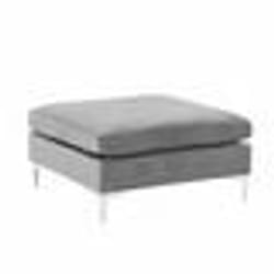 Pouf ottoman en velours gris - Beliani - EVJA - Design contemporain - Confortable et élégant