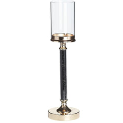 Beliani - Bougeoir à Pied Doré et Noir en Verre avec Pied en Métal Idéal pour Bougies et Décoration de Cheminée ou Table de Salle à Manger