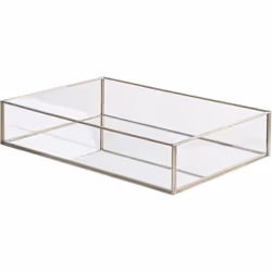 Plateau de service décoratif élégant avec effet miroir. Ce plateau de service rectangulaire est un accessoire de décoration e ...
