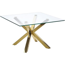 Table Basse Carrée 70 x 70 cm cm avec Plateau en Verre et Pieds Dorés Glamour et Tendance pour Salon Moderne et Tendance Beliani