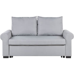 Canapé Lit Convertible 2 Places en Tissu Gris Clair Idéal pour Salon ou Chambre d'Amis au Style Traditionnel Rétro et Scandinave Beliani
