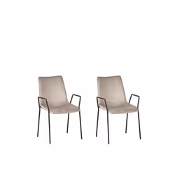 Lot de 2 chaises de salle à manger en velours beige taupe JEFFERSON