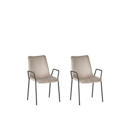 Lot de 2 chaises de salle à manger en velours beige taupe JEFFERSON