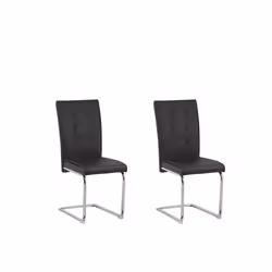 Lot de 2 chaises de salle à manger en simili-cuir noir - BELIANI - ROVARD - Design contemporain - Pieds en métal