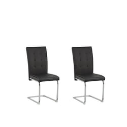 Lot de 2 chaises de salle à manger en simili-cuir noir - BELIANI - ROVARD - Design contemporain - Pieds en métal